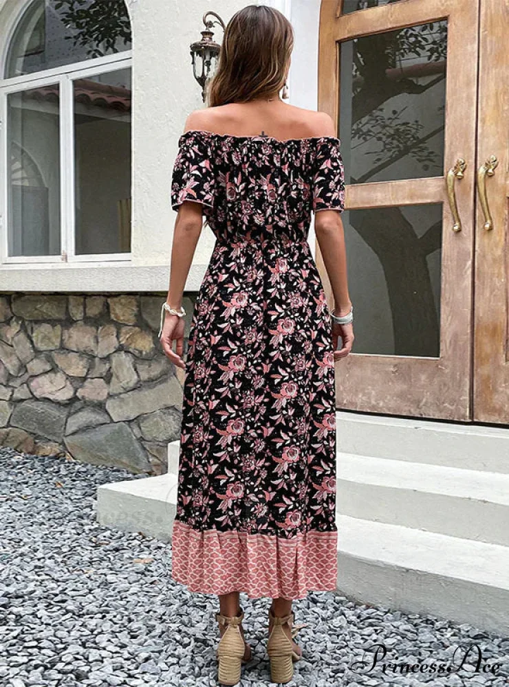 Neckline Flowered Design Dress - Image 3