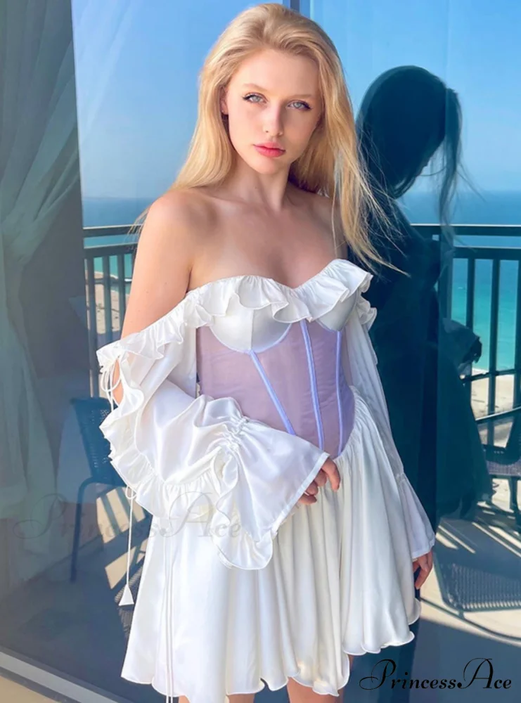 Waist Lace Perspective Arm Long Dress - Image 2