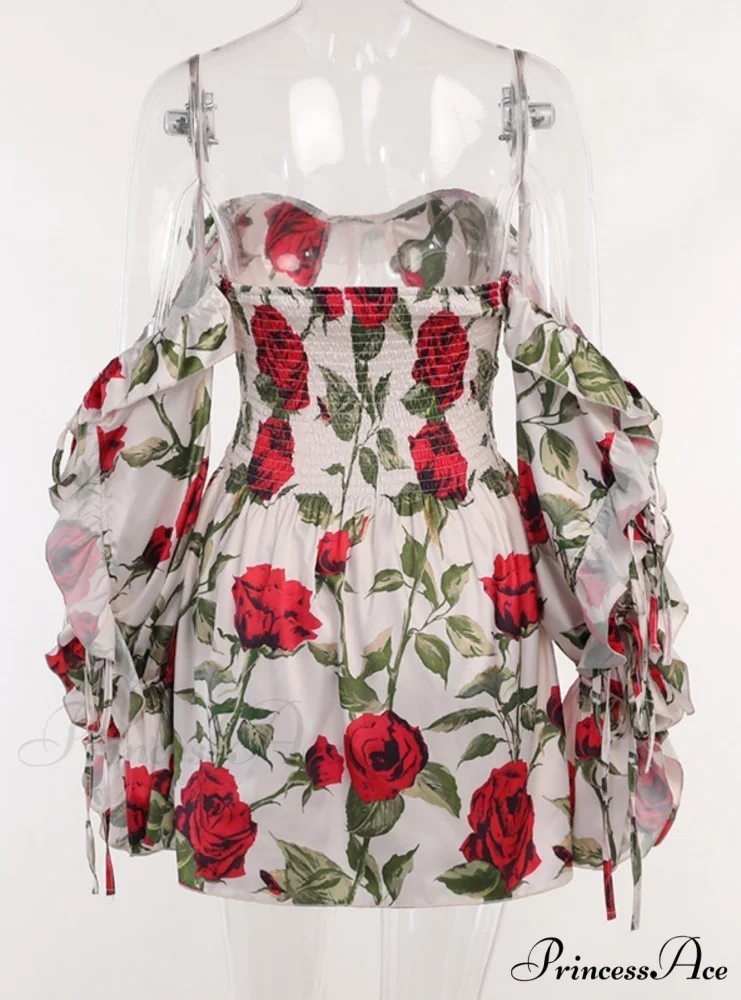 Waist Lace Perspective Arm Long Dress - Image 7