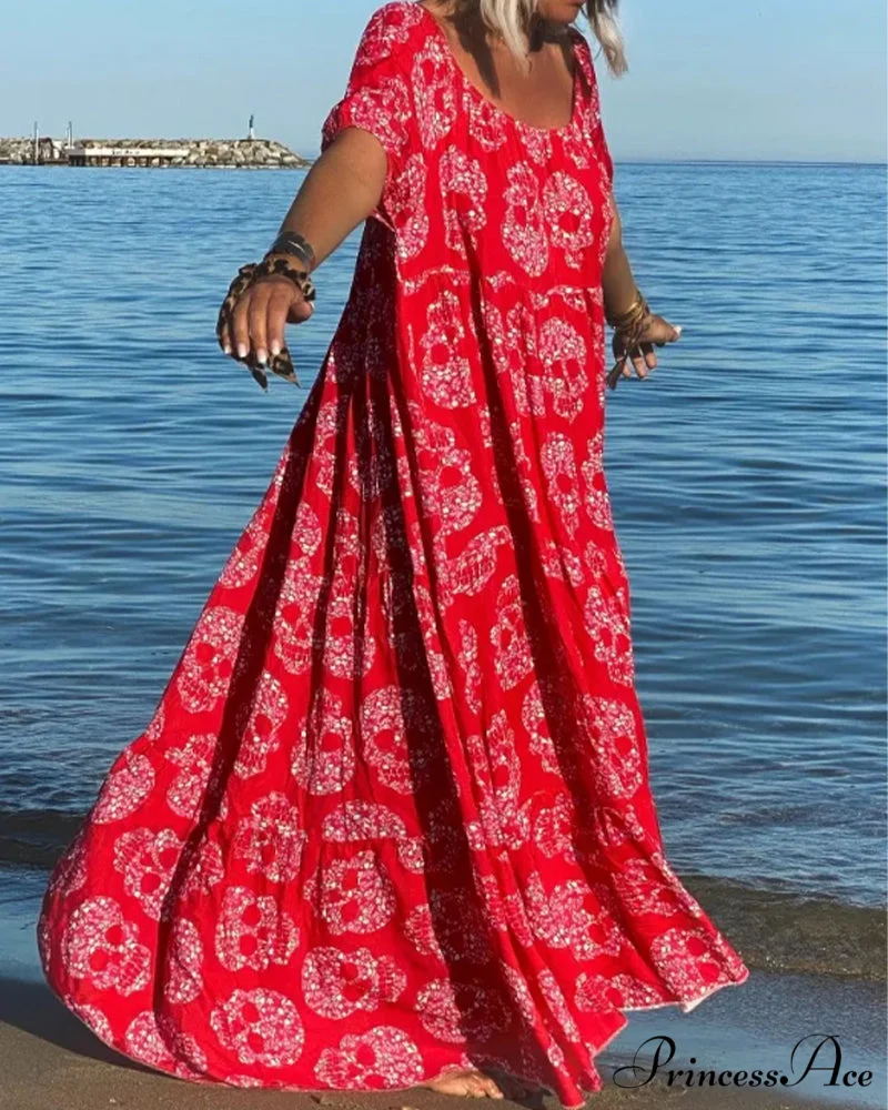 Skull Print Maxi Dress - Image 3