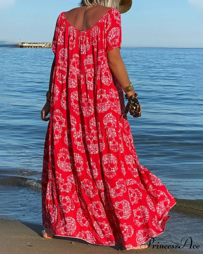 Skull Print Maxi Dress - Image 4