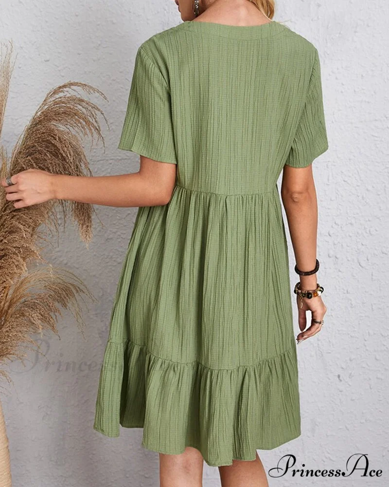 Short Sleeve Solid Color Dress - Image 3