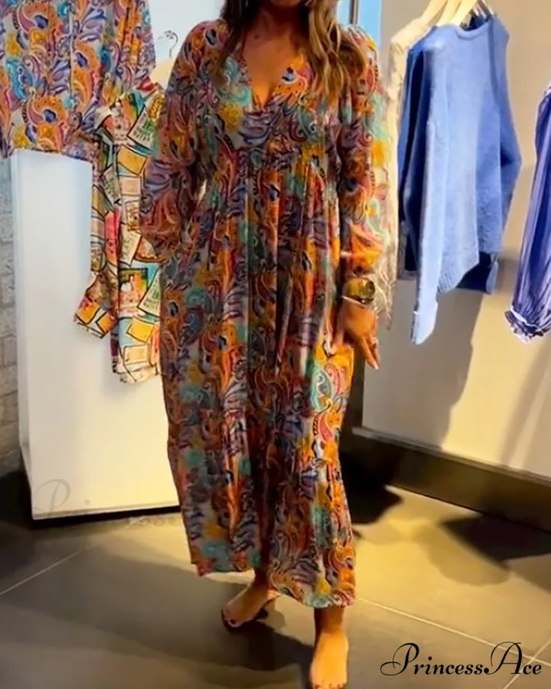 V neck A-Line Maxi Dress - Image 3