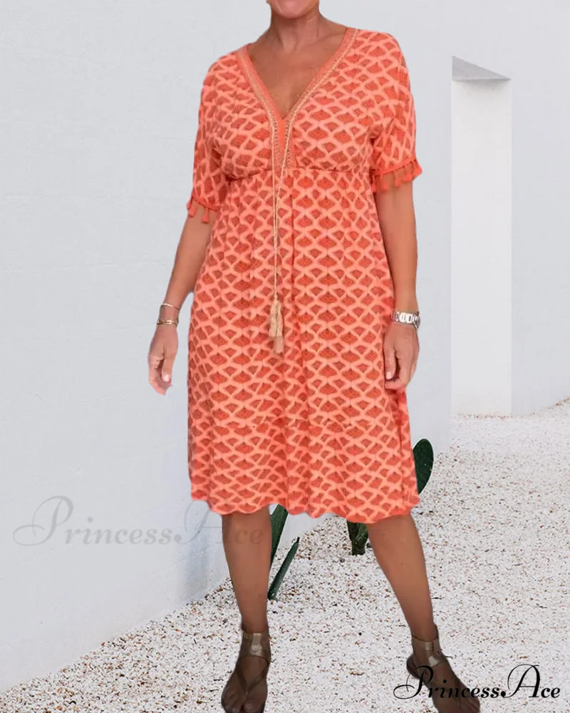 V-neck fringed dress - Image 4