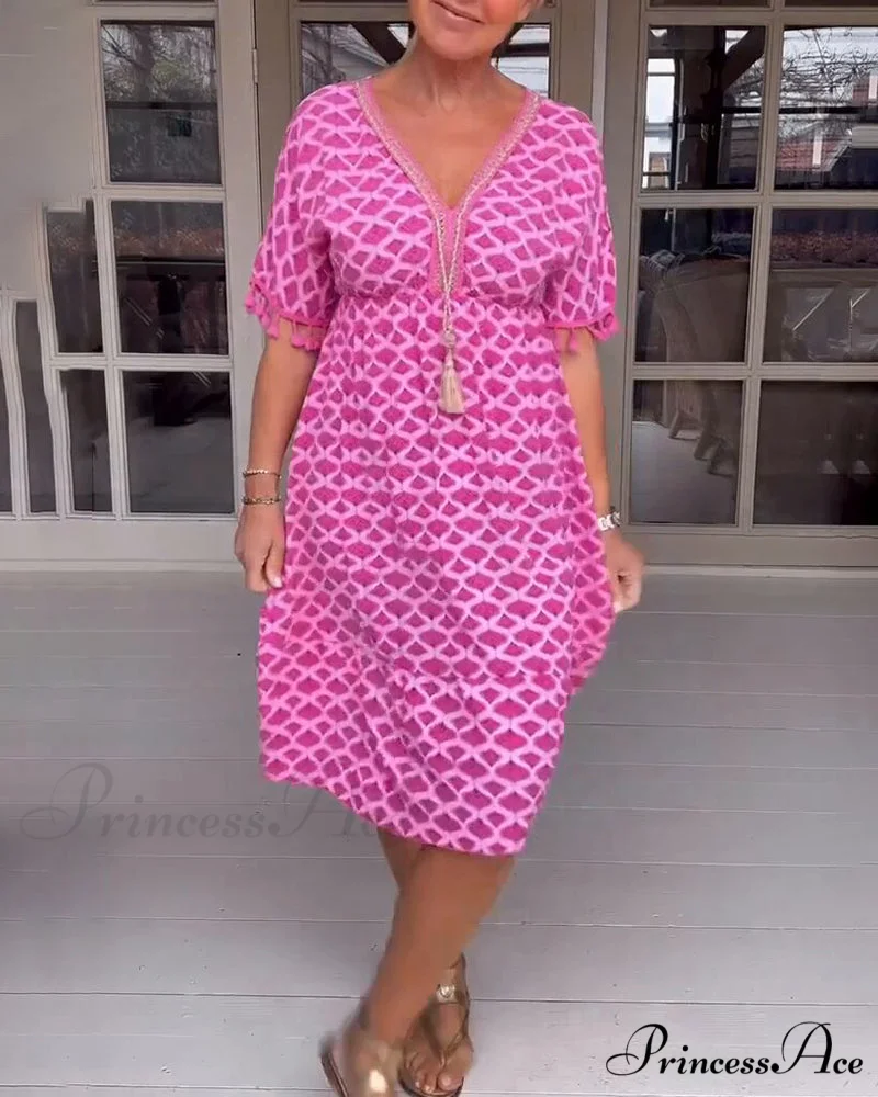 V-neck fringed dress - Image 8