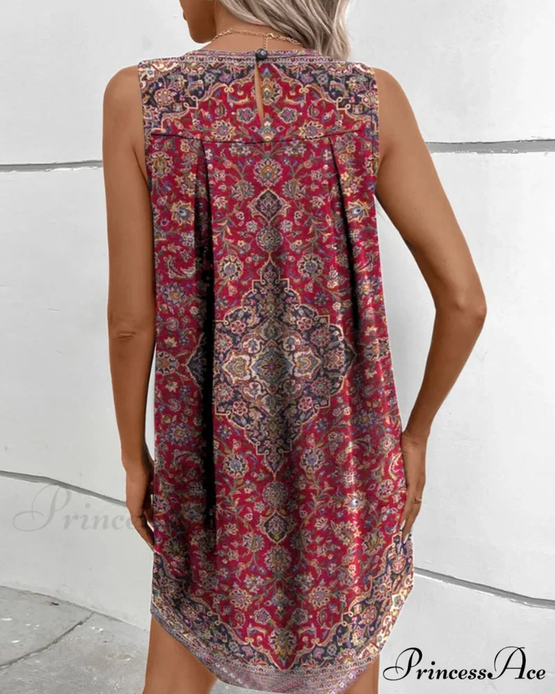 Geometric Print Boho Tank Dress - Image 3