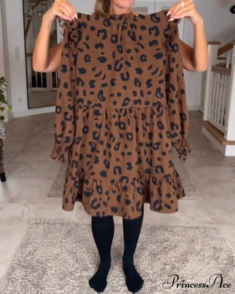 Leopard print dress with long sleeves - Image 3