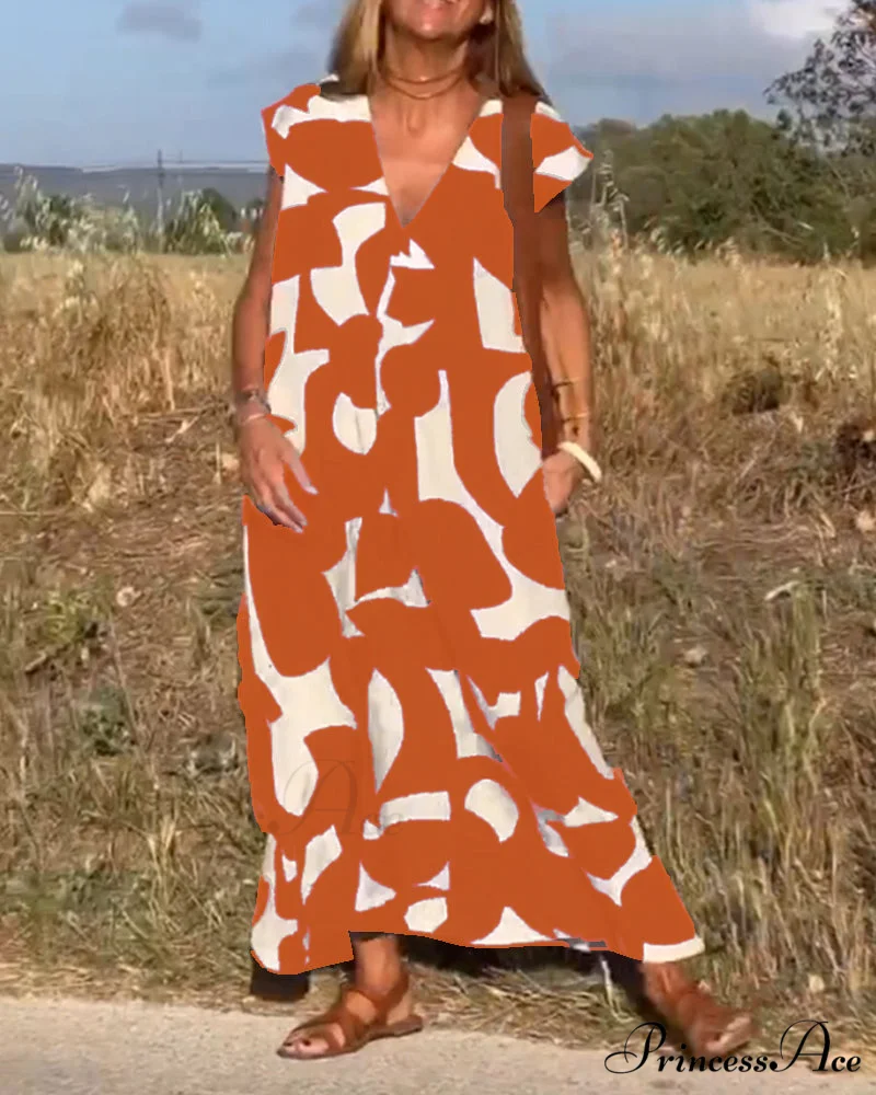 Printed V-neck Dress - Image 18
