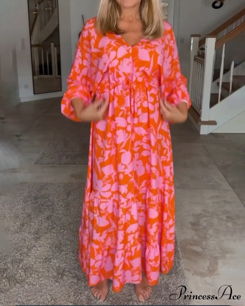 Long Sleeve Dress with Floral Print - Image 3