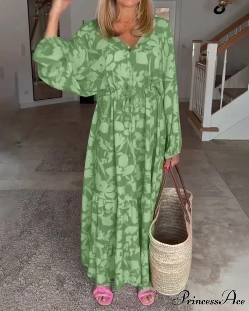 Long Sleeve Dress with Floral Print - Image 8
