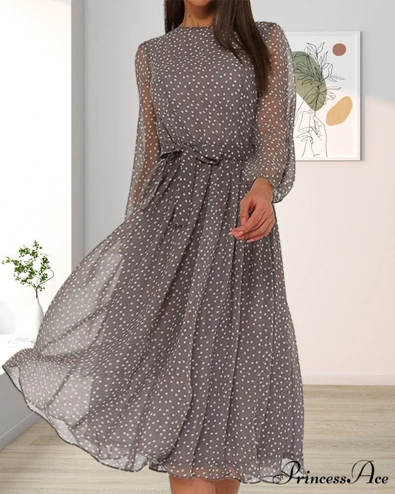 Polka Dot Print Dress - Image 4