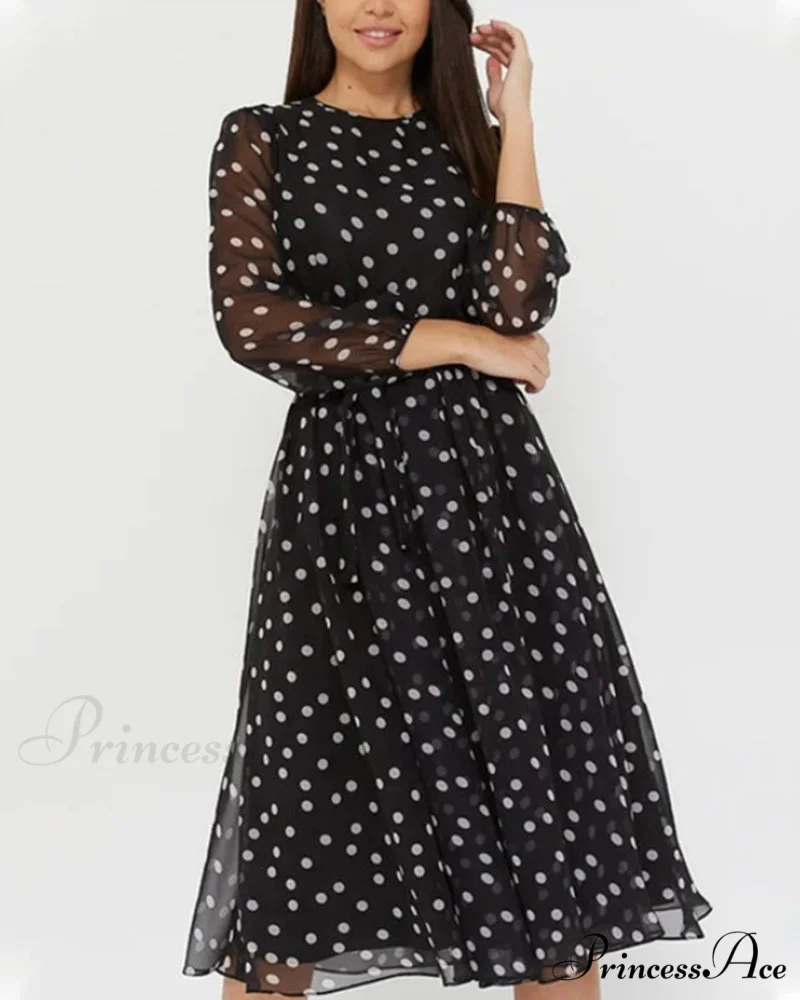 Polka Dot Print Dress - Image 6