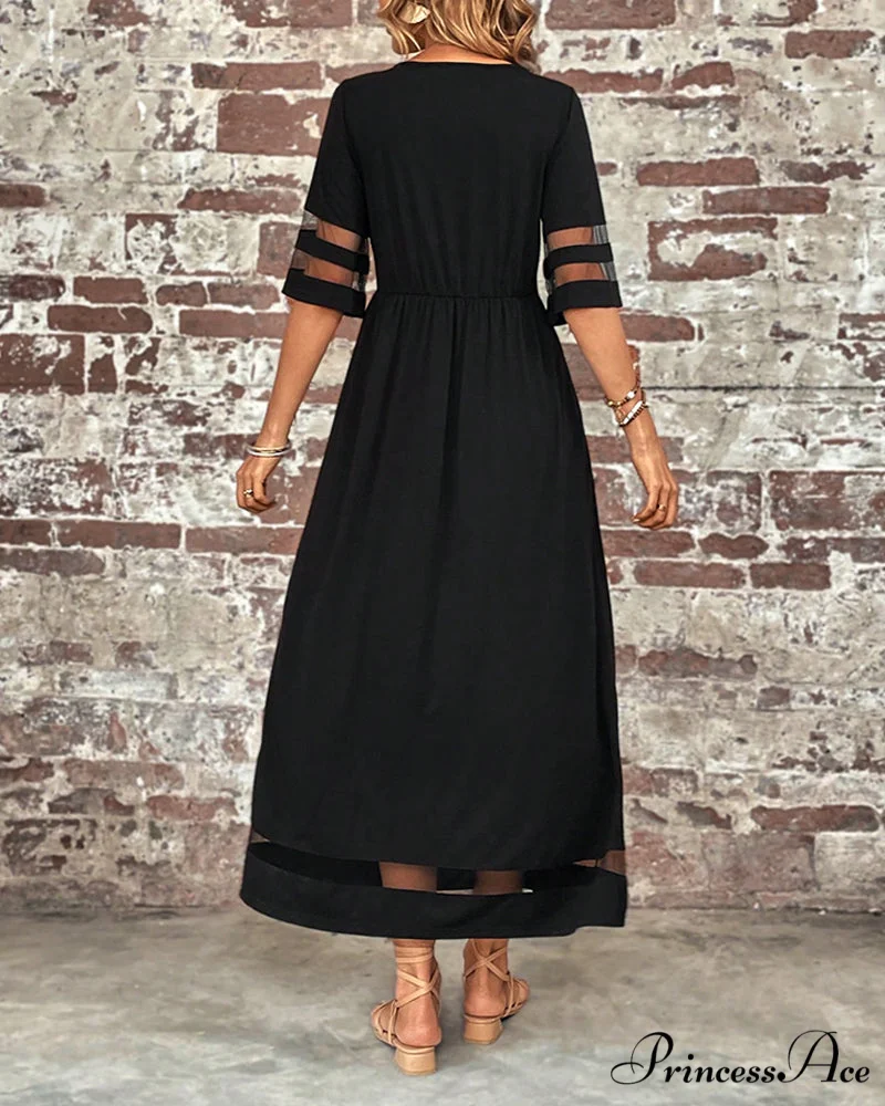 Elegant Mid-Sleeve Crew Neck Dress - Image 2