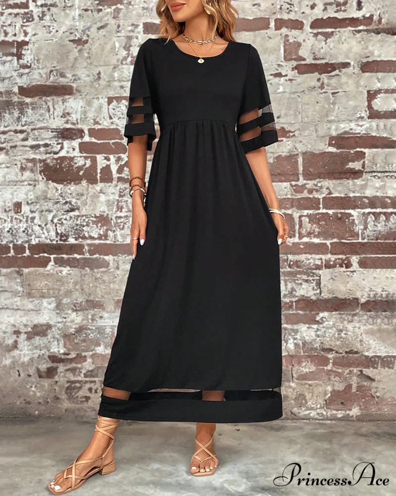 Elegant Mid-Sleeve Crew Neck Dress - Image 4