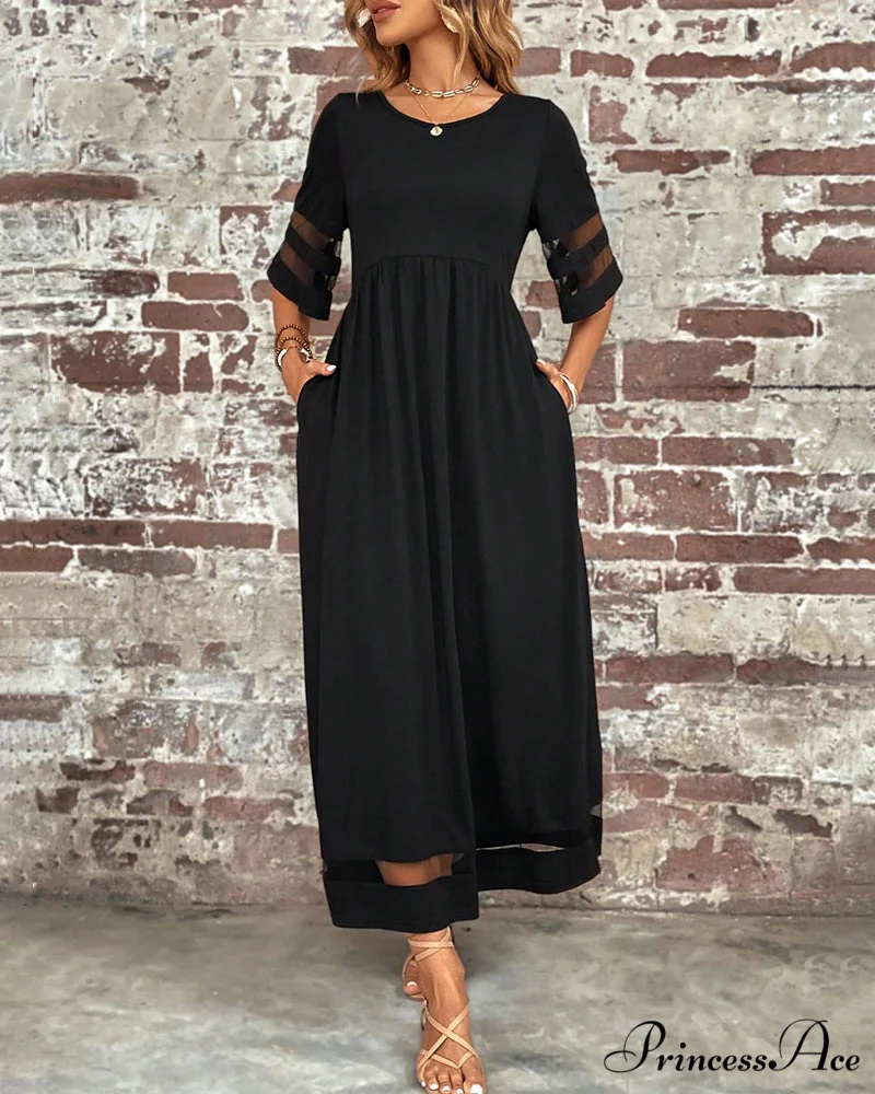 Elegant Mid-Sleeve Crew Neck Dress - Image 5