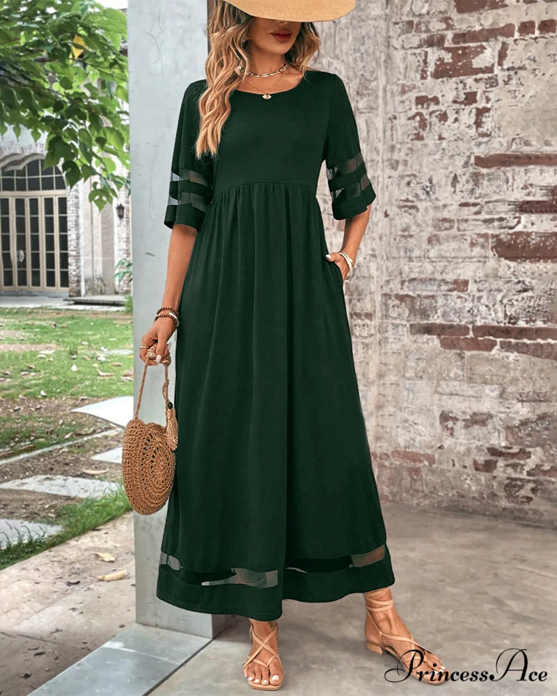 Elegant Mid-Sleeve Crew Neck Dress - Image 7