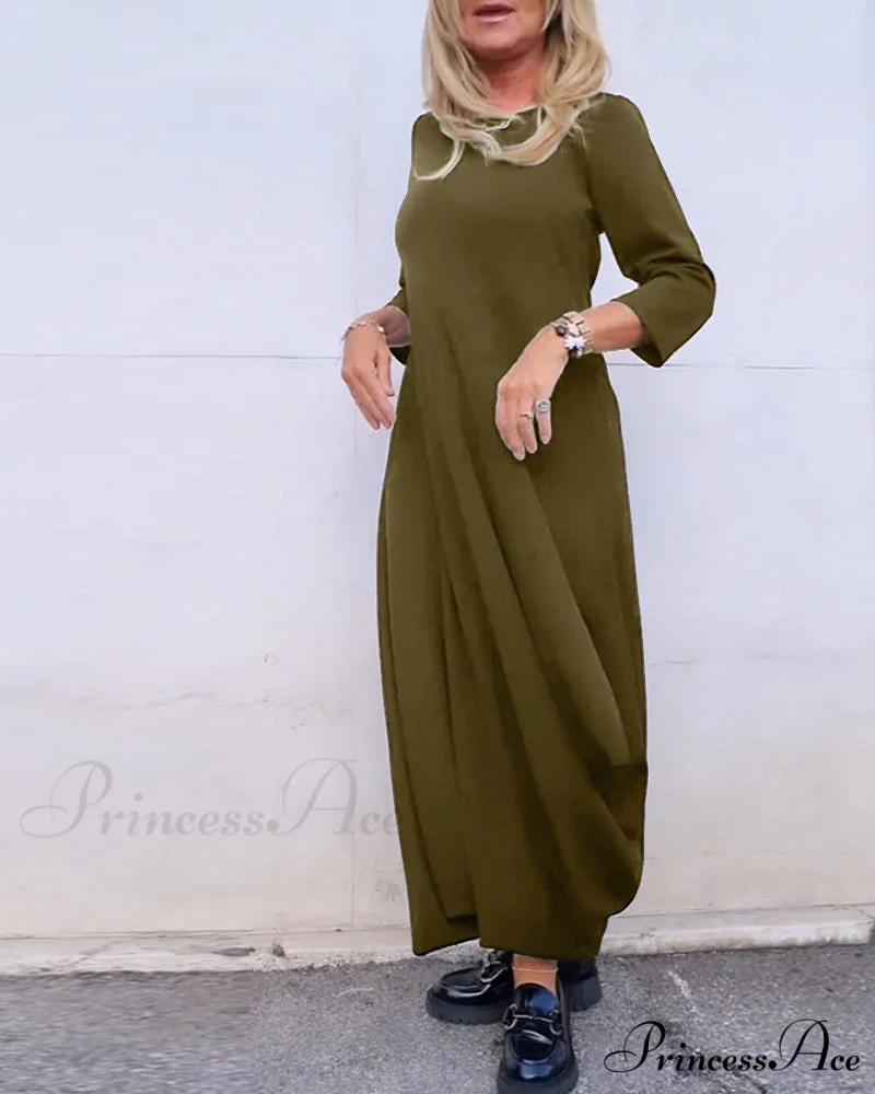 Solid Color Pocket Dress - Image 10