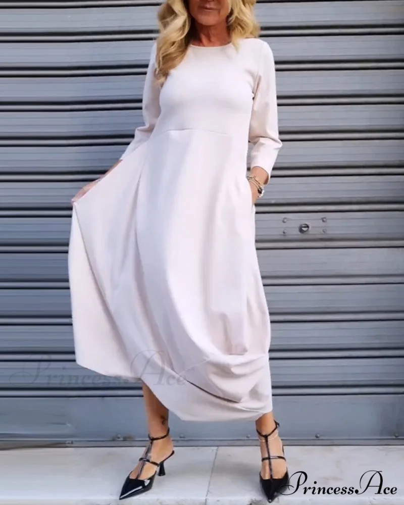 Solid Color Pocket Dress - Image 13