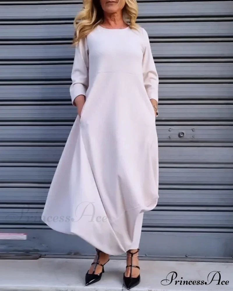 Solid Color Pocket Dress - Image 15