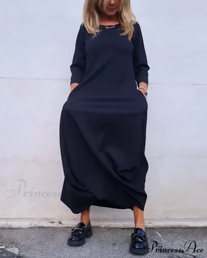 Solid Color Pocket Dress - Image 6