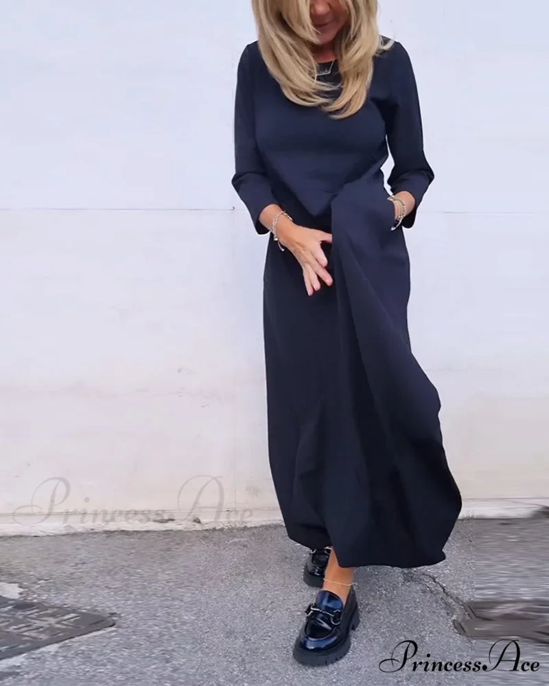 Solid Color Pocket Dress - Image 7