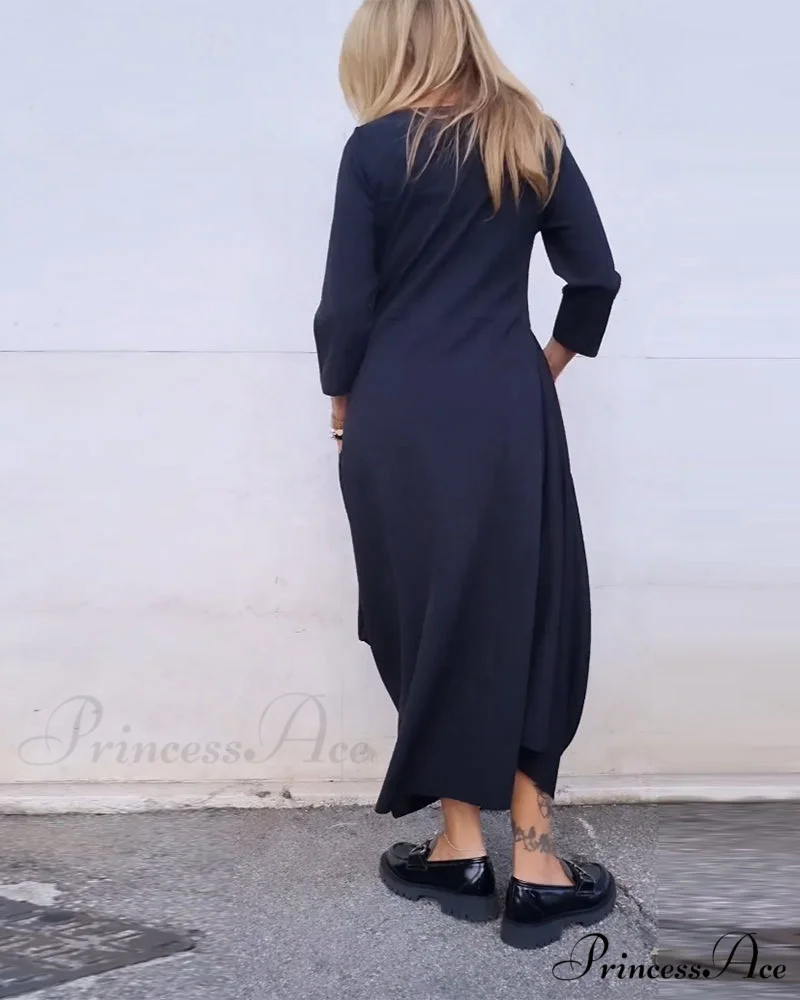 Solid Color Pocket Dress - Image 8