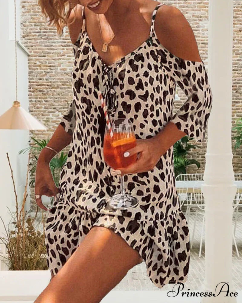 Off Shoulder Leopard Dress - Image 3