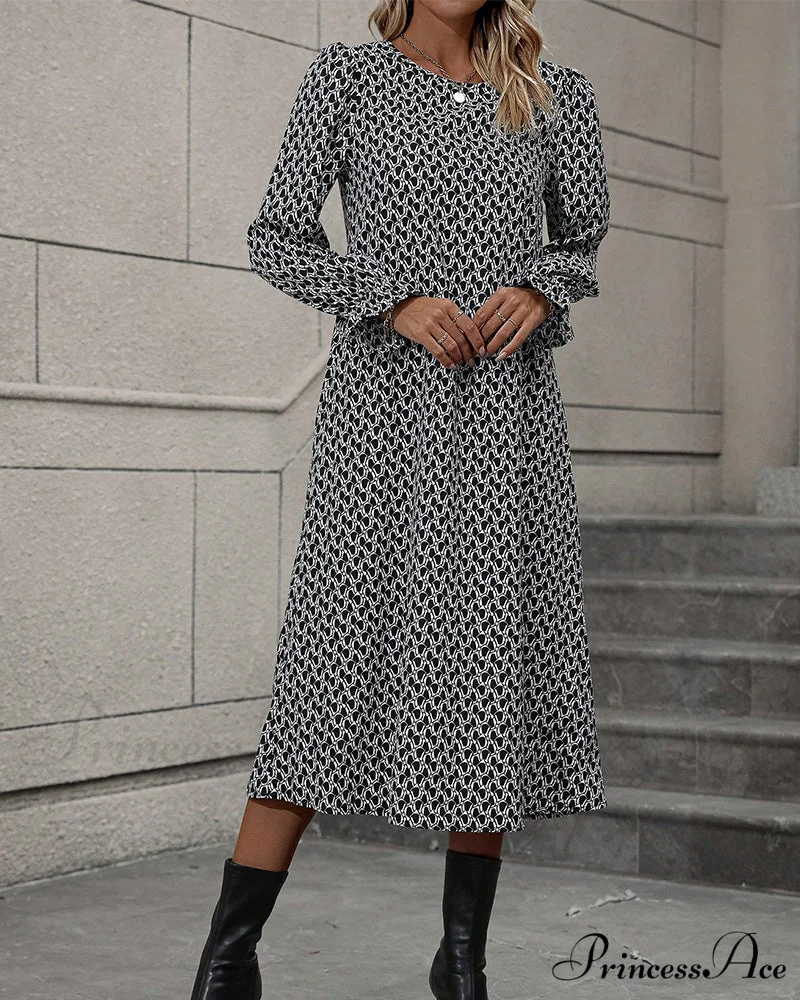 Casual Dress with Round Neck Print - Image 2
