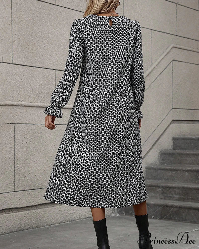 Casual Dress with Round Neck Print - Image 4