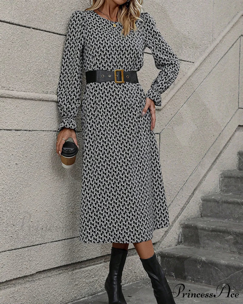 Casual Dress with Round Neck Print - Image 6