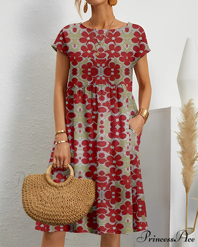 Floral Round Neck Dress - Image 2