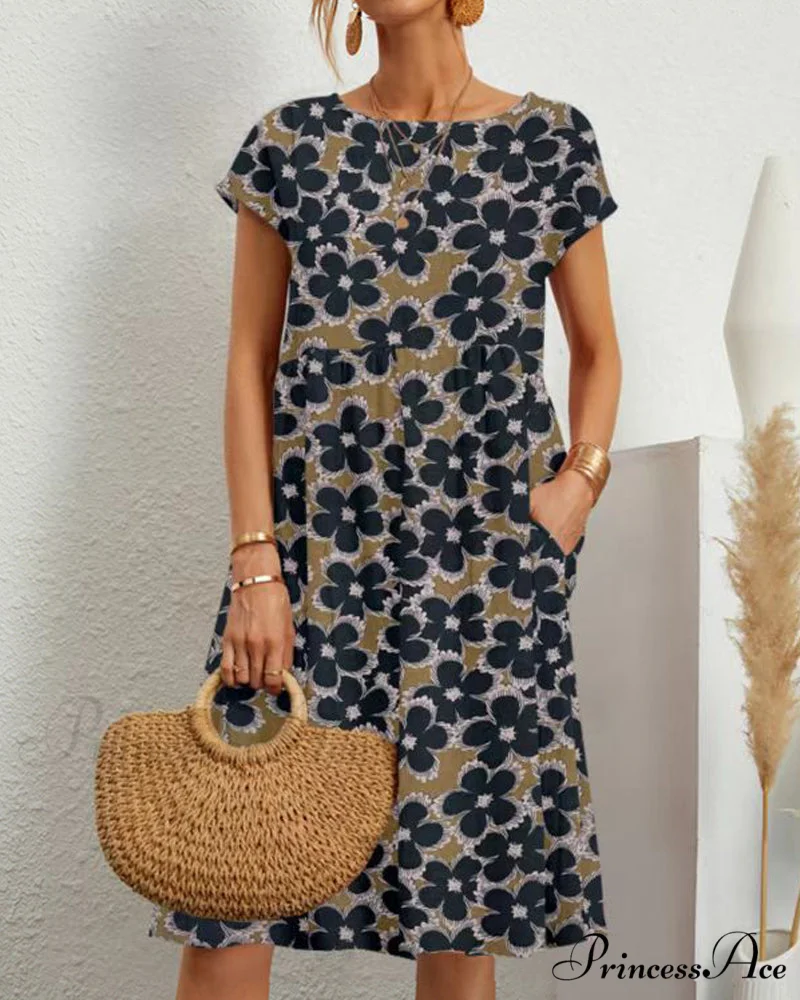Floral Round Neck Dress - Image 3