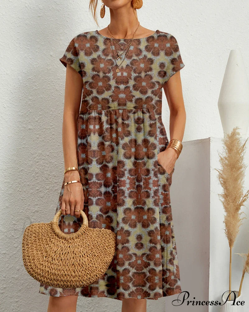 Floral Round Neck Dress - Image 4