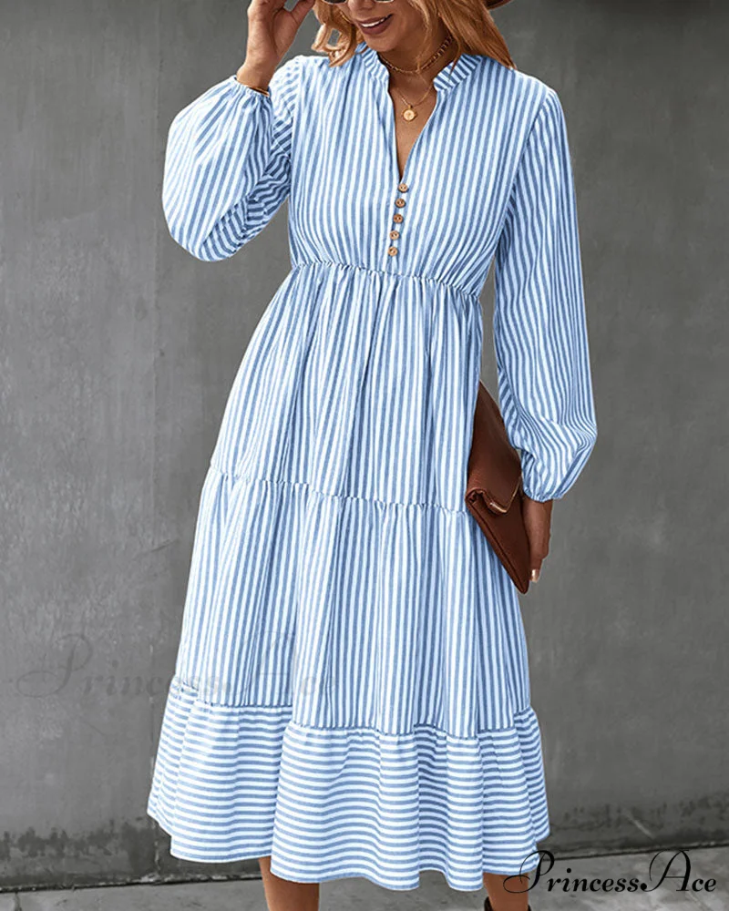 Long-sleeve dress with striped print - Image 2