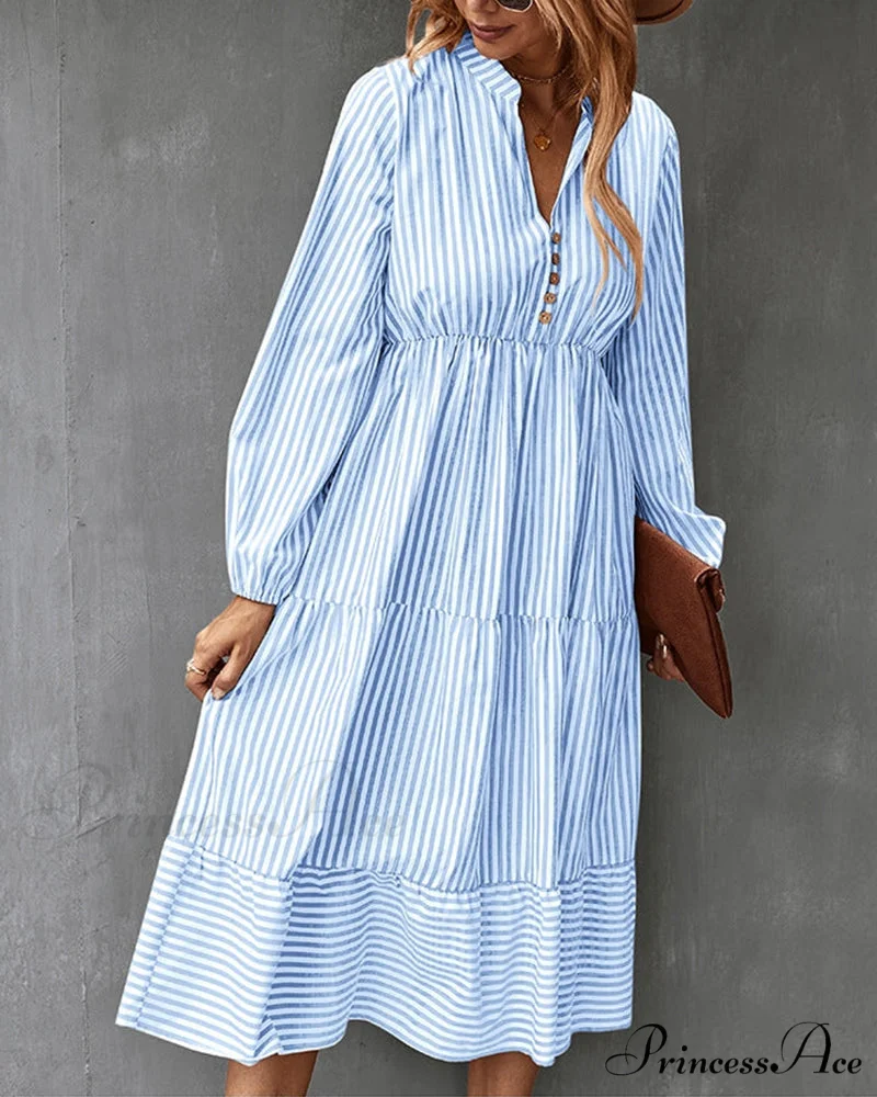 Long-sleeve dress with striped print - Image 3