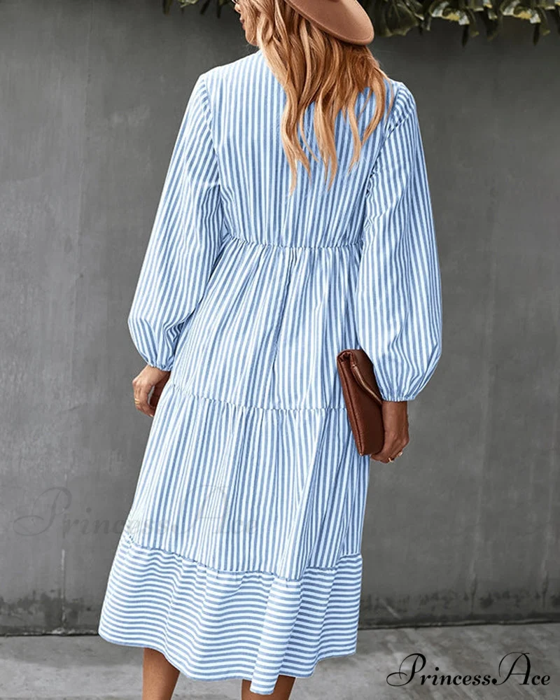 Long-sleeve dress with striped print - Image 4