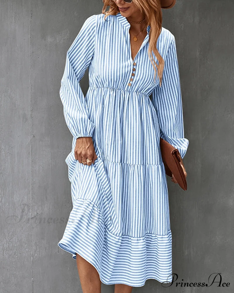 Long-sleeve dress with striped print - Image 5