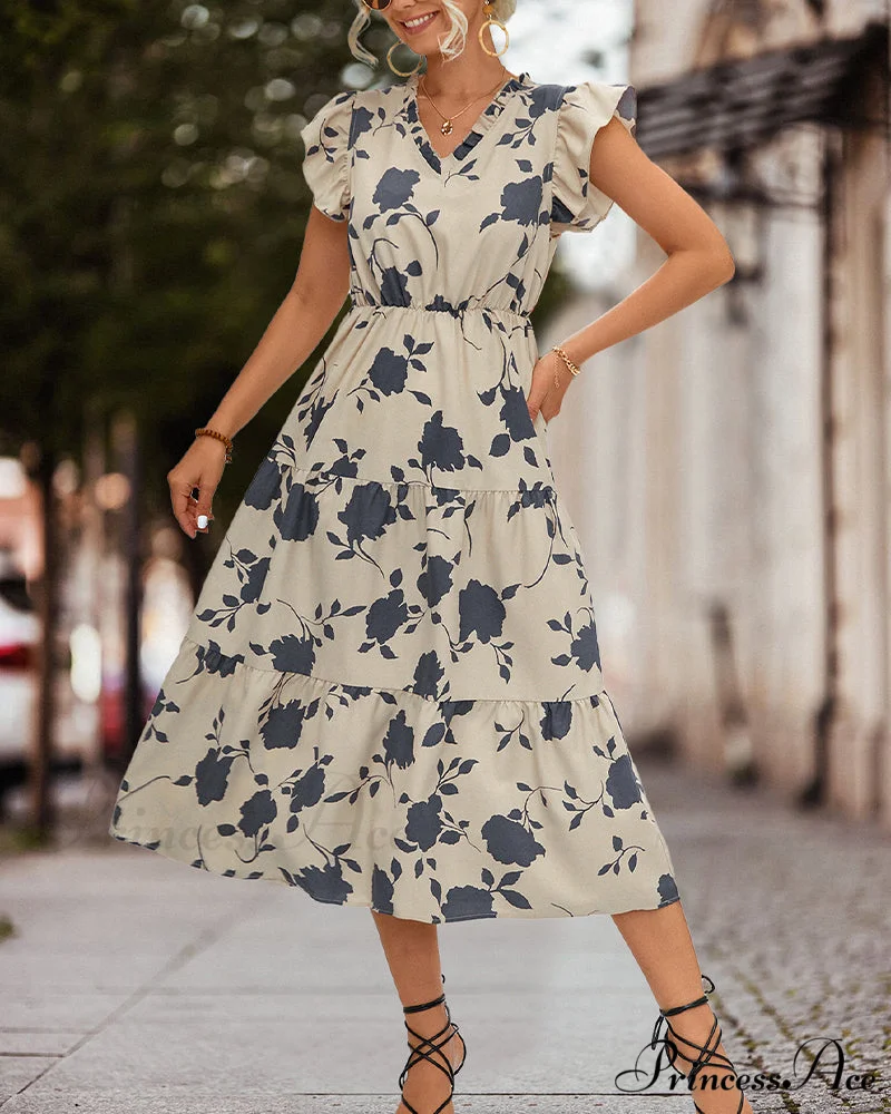 Floral dress with ruffled sleeves - Image 3