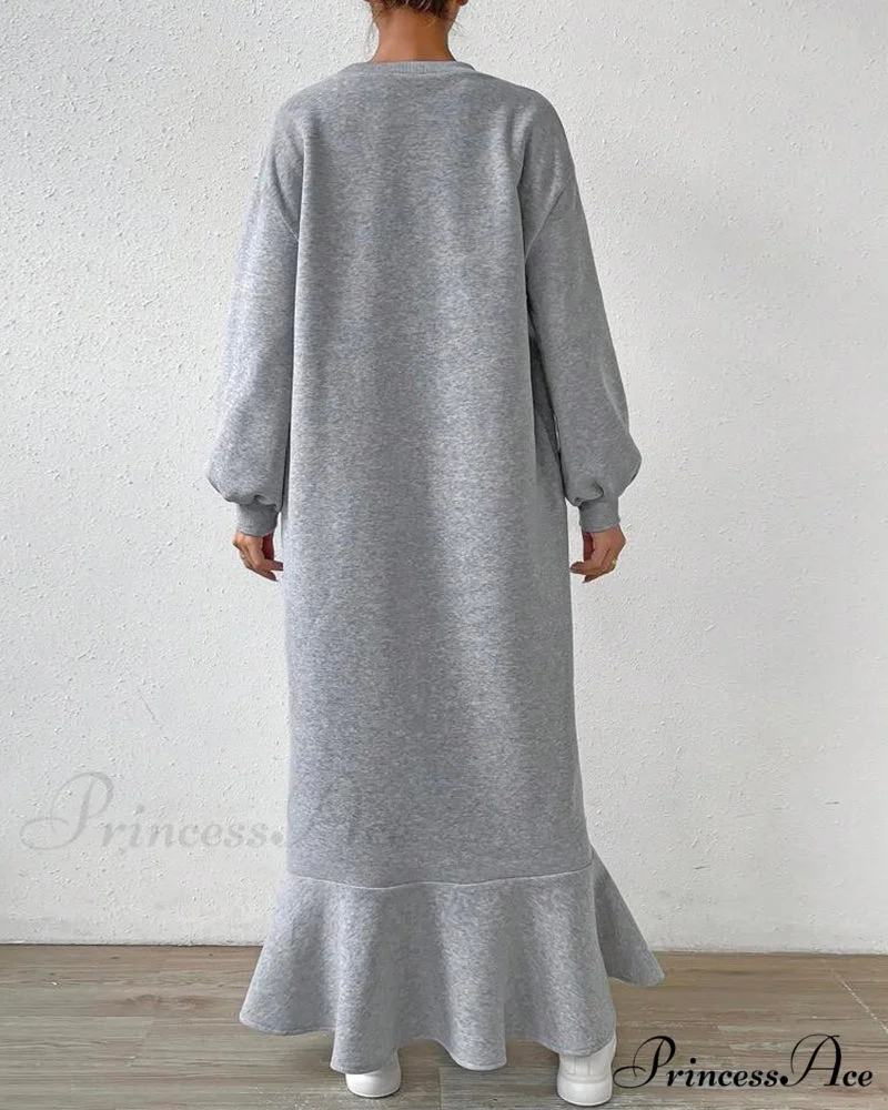 Long Sleeve Dress with Loose Pocket - Image 3