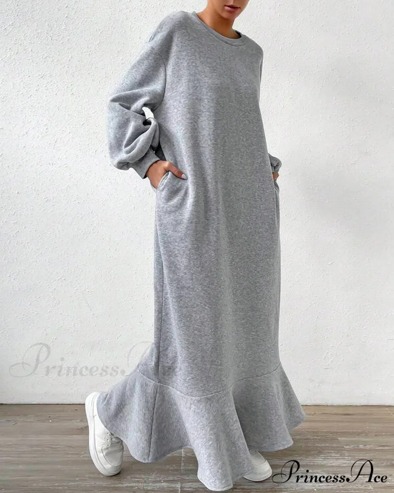 Long Sleeve Dress with Loose Pocket - Image 4