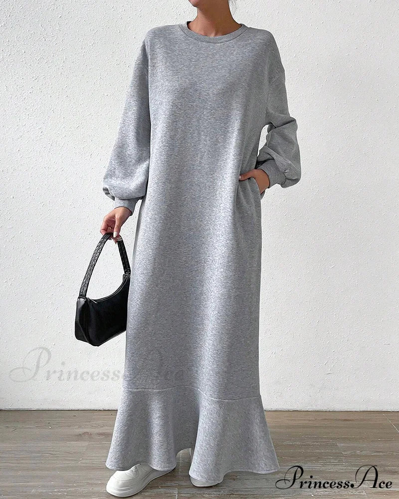 Long Sleeve Dress with Loose Pocket - Image 5