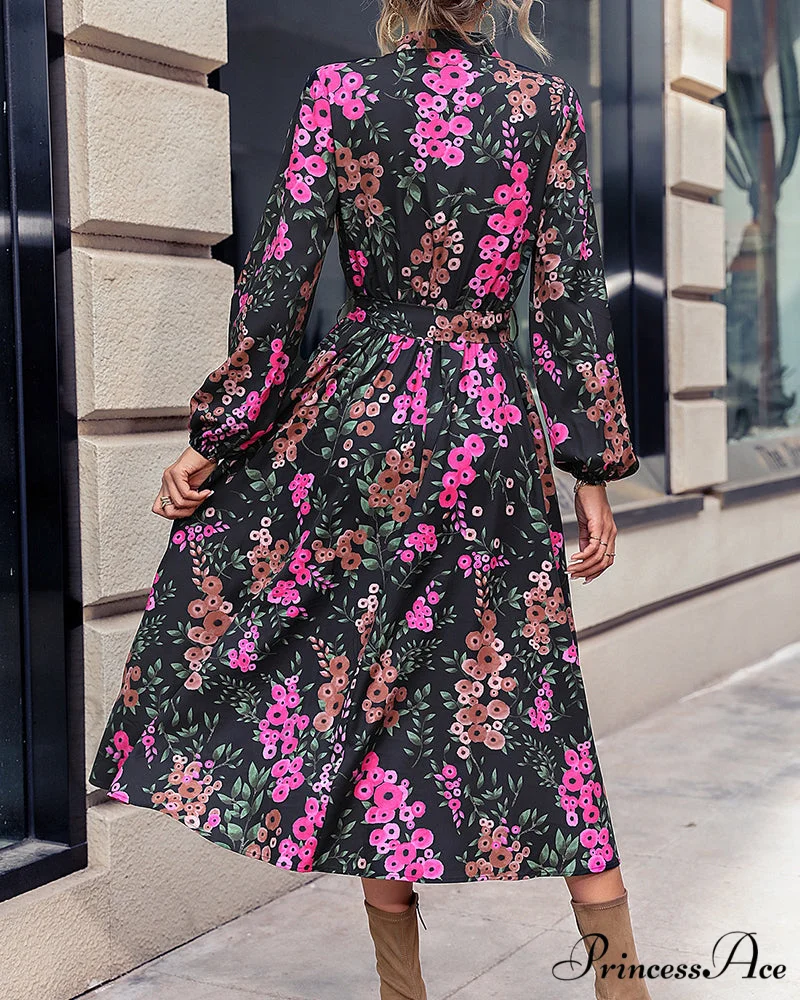 V Neck Dress with Floral Print - Image 6