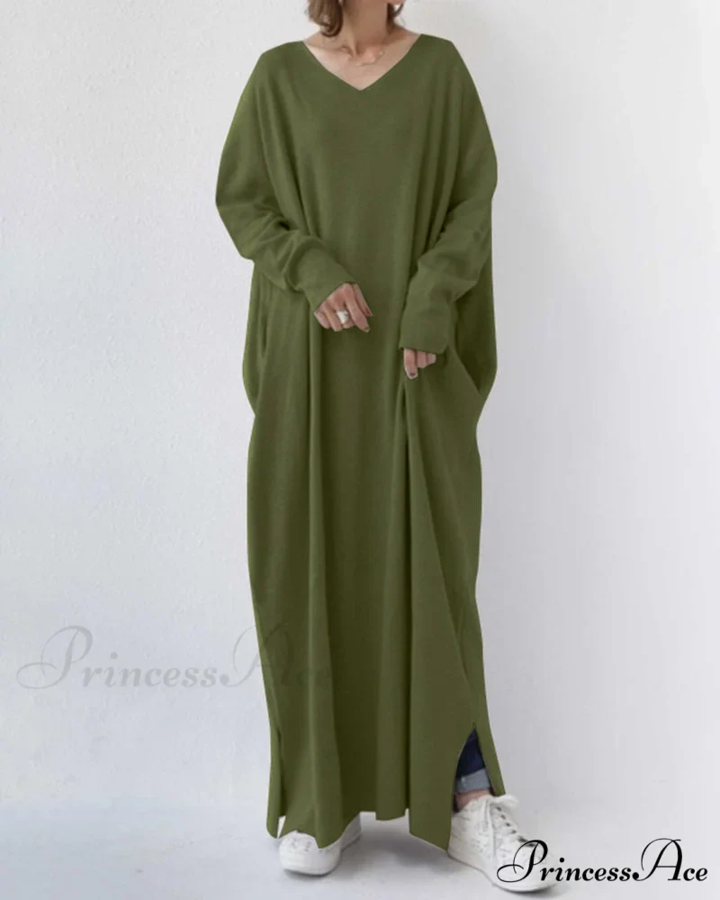 V Neck Swing Dress - Long Sleeve - Image 10