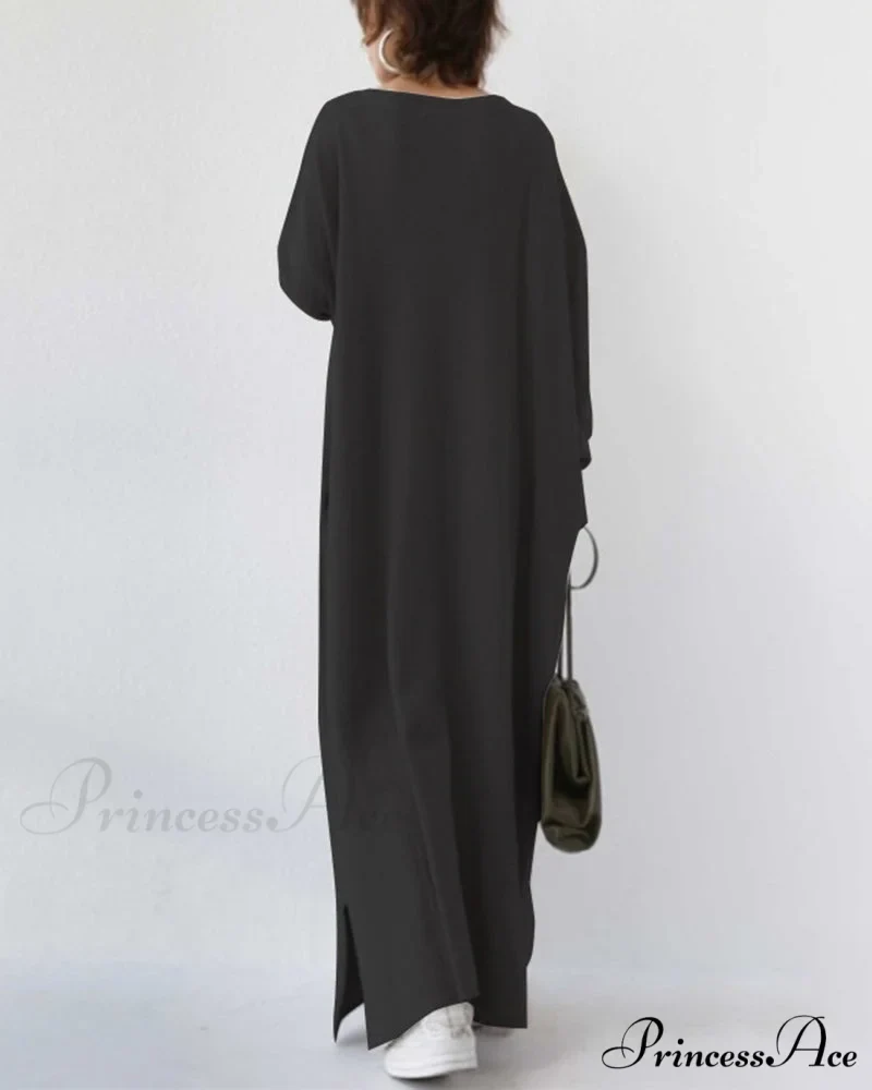 V Neck Swing Dress - Long Sleeve - Image 4