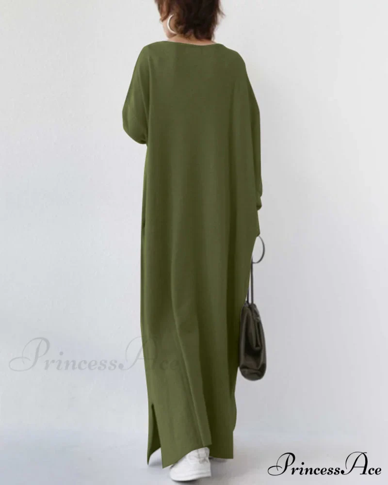 V Neck Swing Dress - Long Sleeve - Image 5