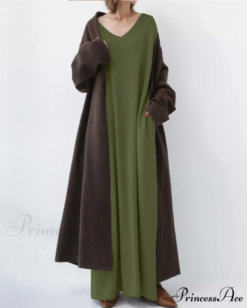V Neck Swing Dress - Long Sleeve - Image 6