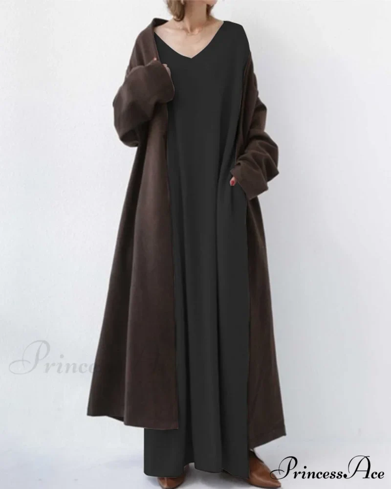 V Neck Swing Dress - Long Sleeve - Image 8