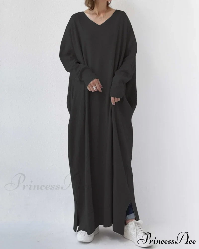 V Neck Swing Dress - Long Sleeve - Image 9