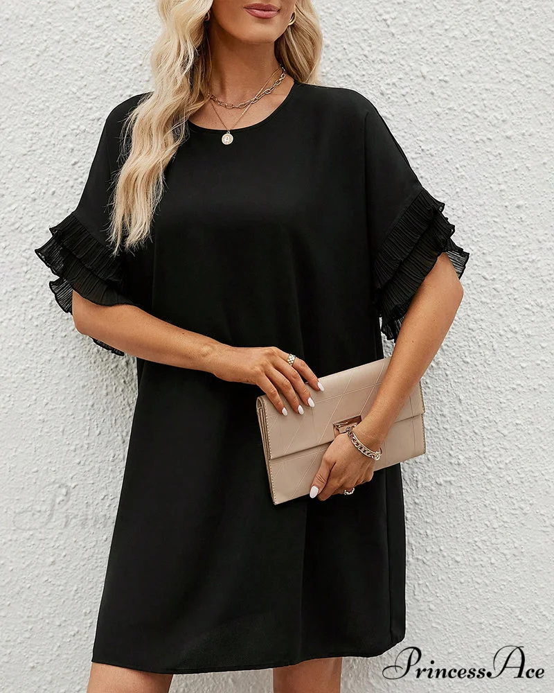 Elegant Half Sleeve Solid Color Dress - Image 2