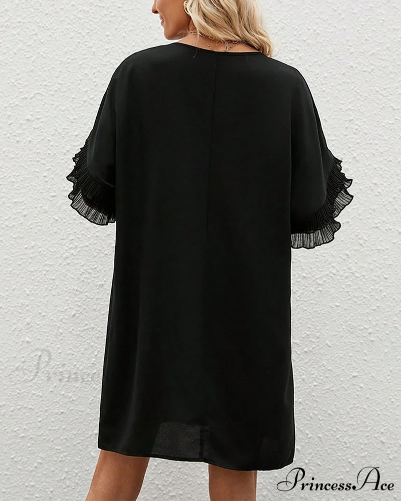 Elegant Half Sleeve Solid Color Dress - Image 4